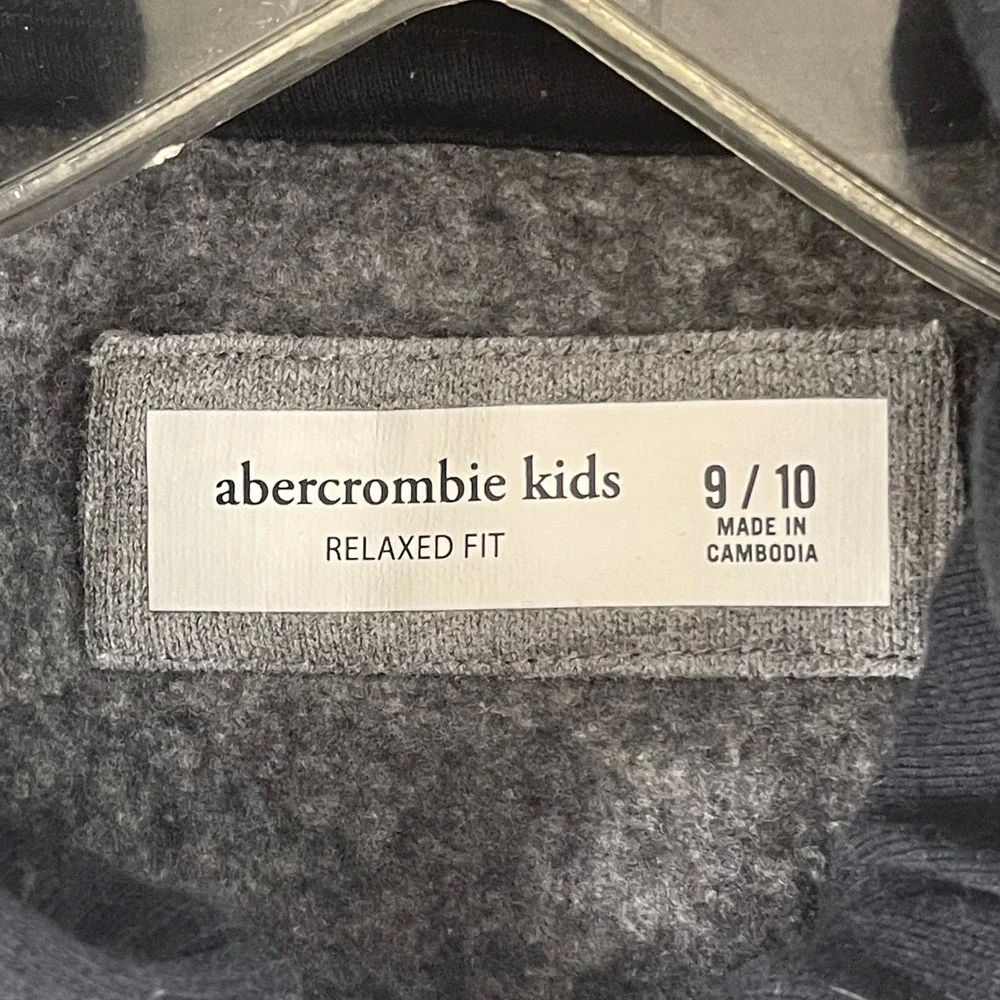 Abercrombie Kids Boys Gray Navy Blue Hooded Shirt Jacket Shacket Size 9/10‎